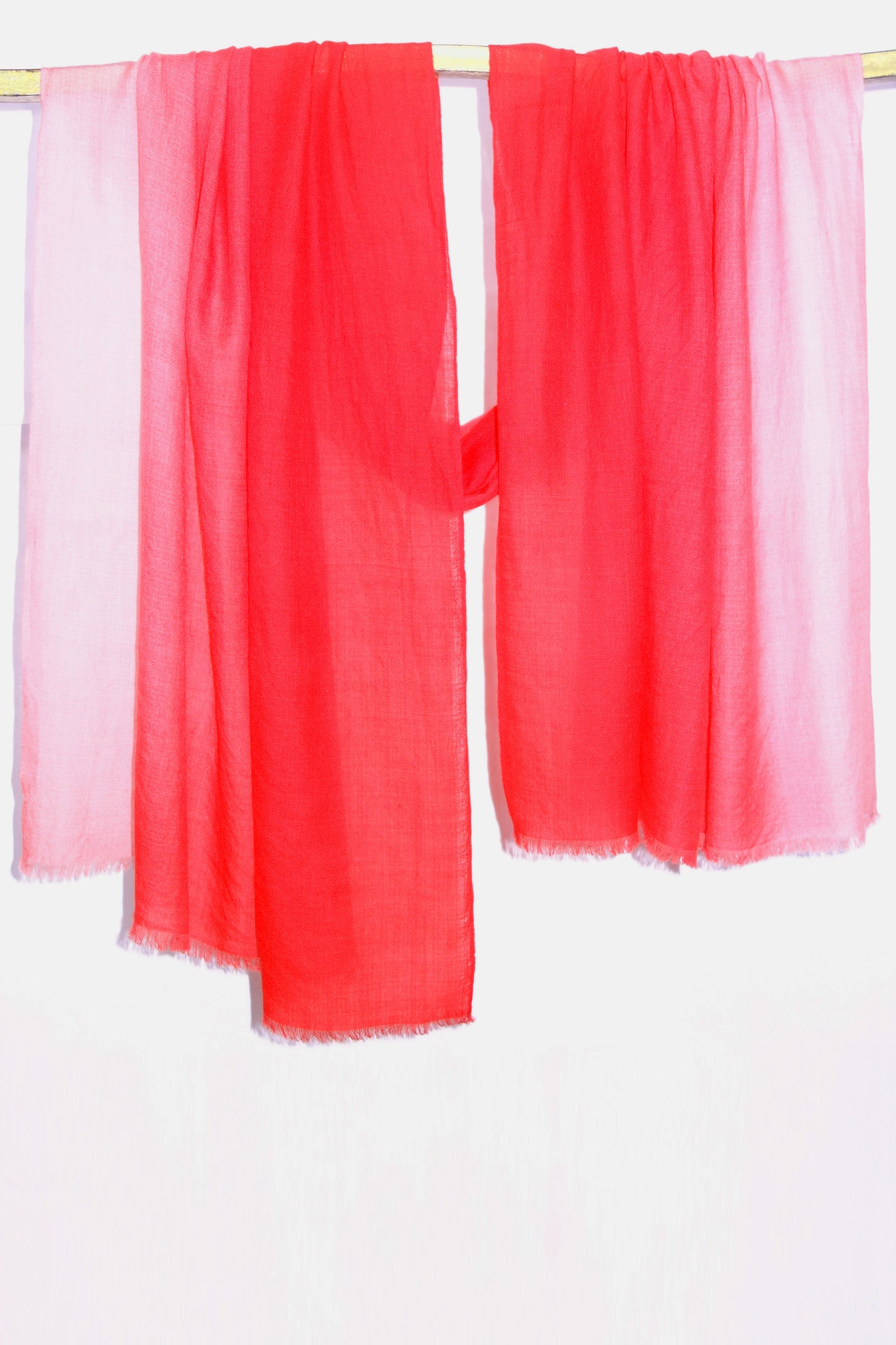 Hot Coral Ombre Diamond Knit Scarf 1- Pashma Women's