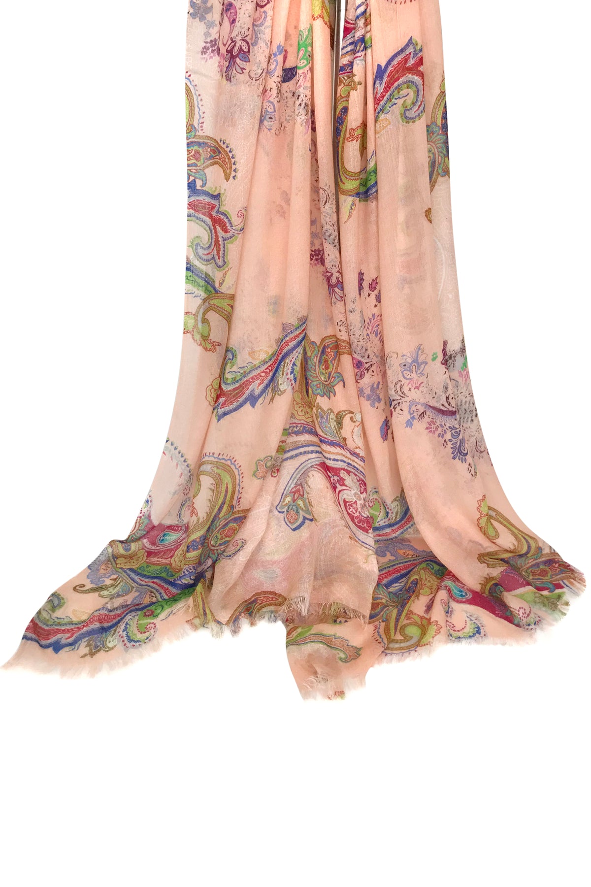 Peach Paisely Cashmere Scarf