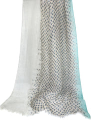 Grey Turquoise Hue Cashmere Scarf
