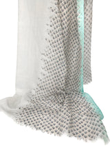 Grey Turquoise Hue Cashmere Scarf