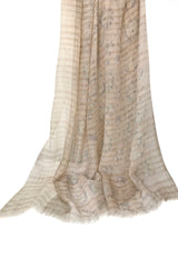 Beige Floral Cashmere Scarf