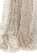 Beige Floral Cashmere Scarf