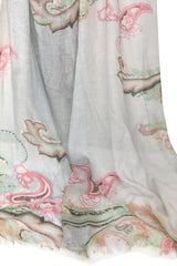 White & Pink Paisely Cashmere Scarf