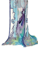 Turquoise Paisely Silk Scarf