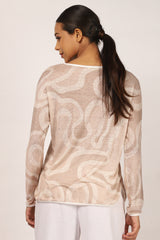 Beige-Abstract-Silk-Linen-Matching-Set