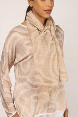 Beige-Abstract-Silk-Linen-Matching-Set