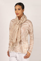 Beige-Abstract-Silk-Linen-Matching-Set