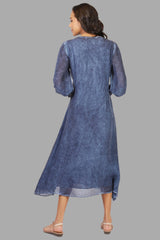 Navy Denim Voile Long Dress