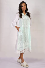 Printed Cotton Dress Pastel Green