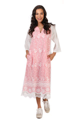 Printed Cotton Dress Pastel Pink