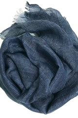 Navy Silk Linen Cashmere Scarf