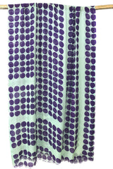 wool cashmere mint  & navy framed polka dot scarves