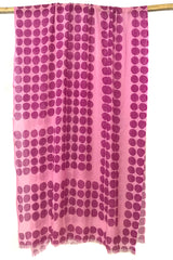 wool cashmere fuschia & magenta framed polka dot scarves