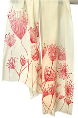 wool cashmere ivory & scarlet dandelion scarf