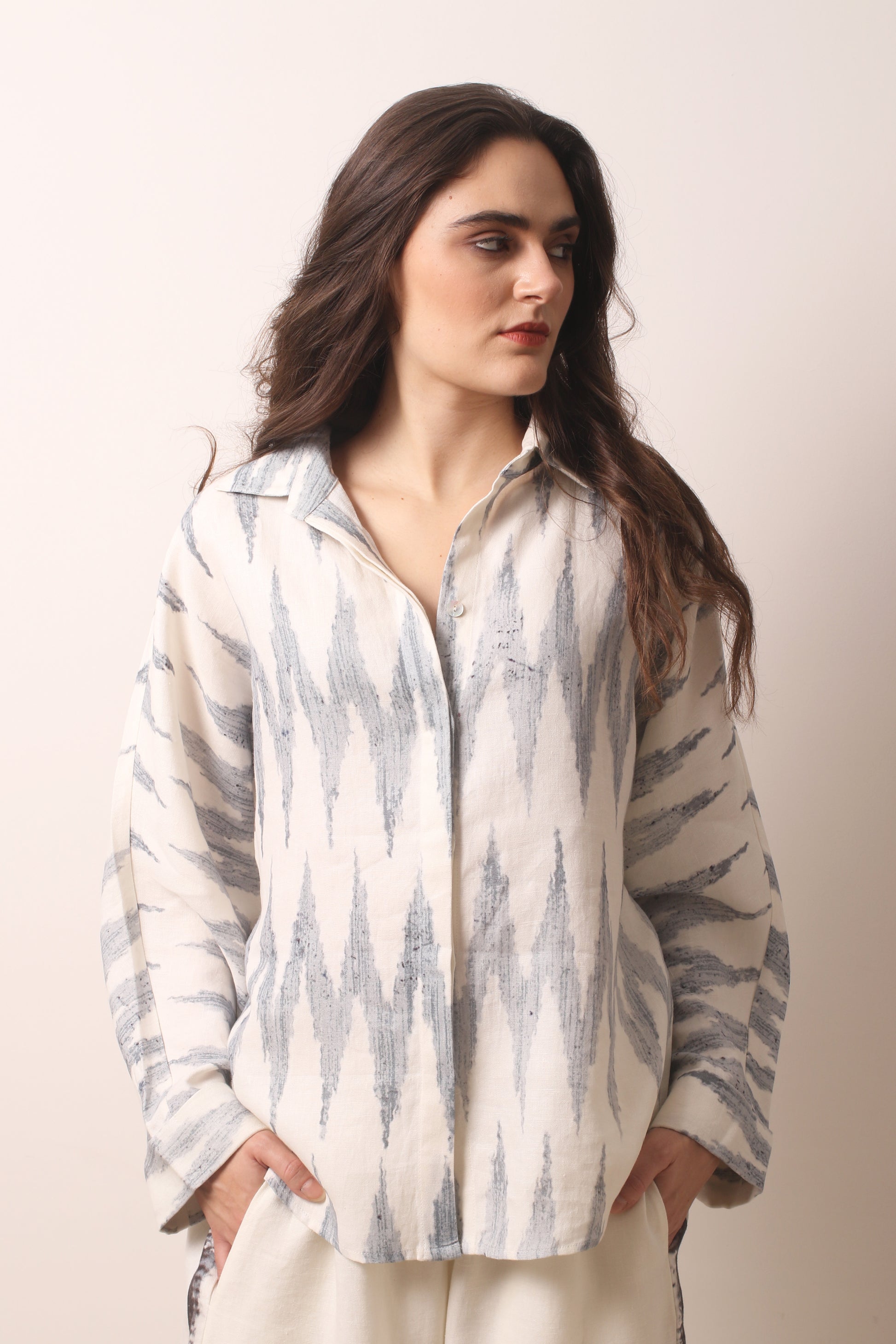 Ikat Linen Shirt- Pashma Women's