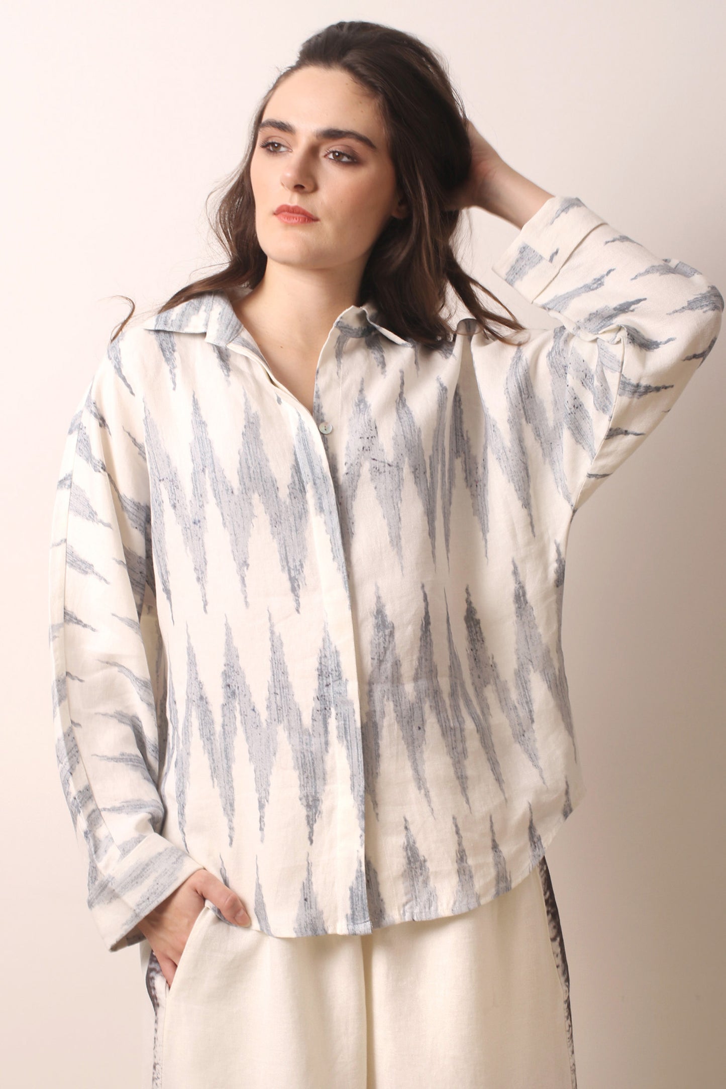 Ikat Linen Shirt 1- Pashma Women's