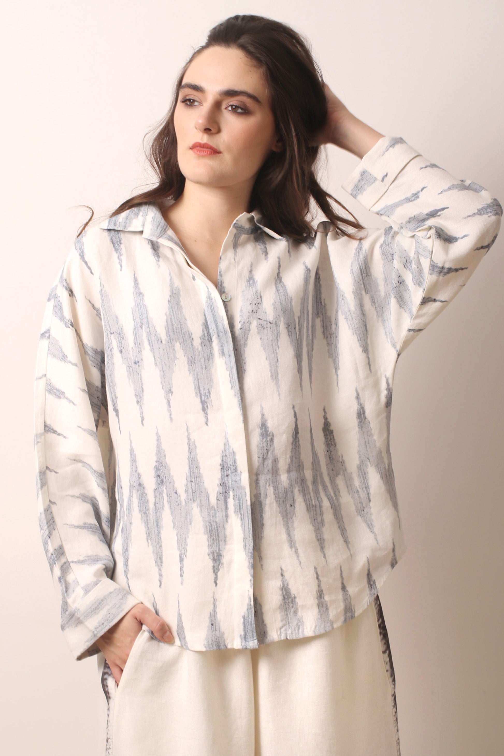 Ikat Linen Shirt 1- Pashma Women's