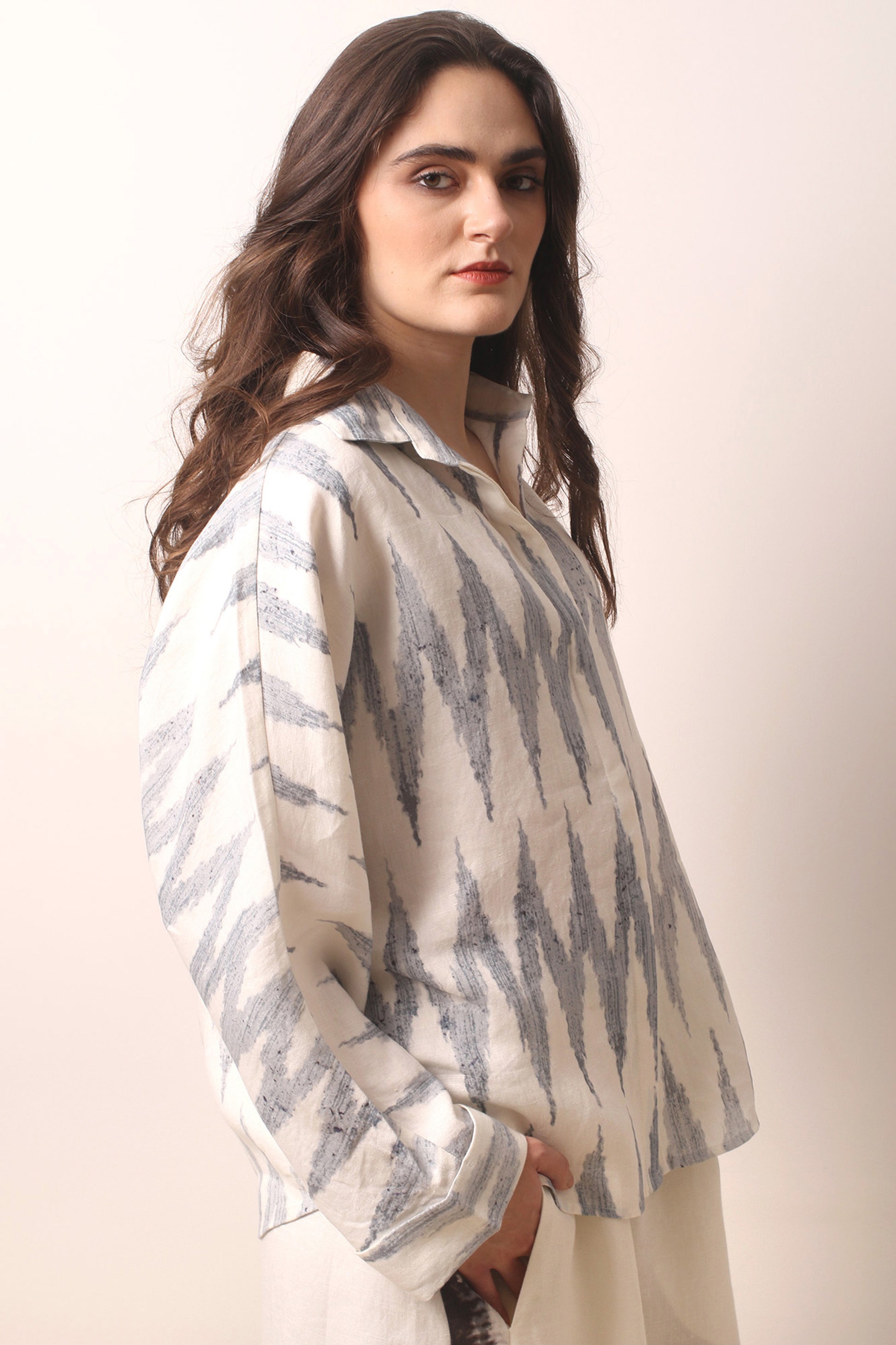 Ikat Linen Shirt 2- Pashma Women's