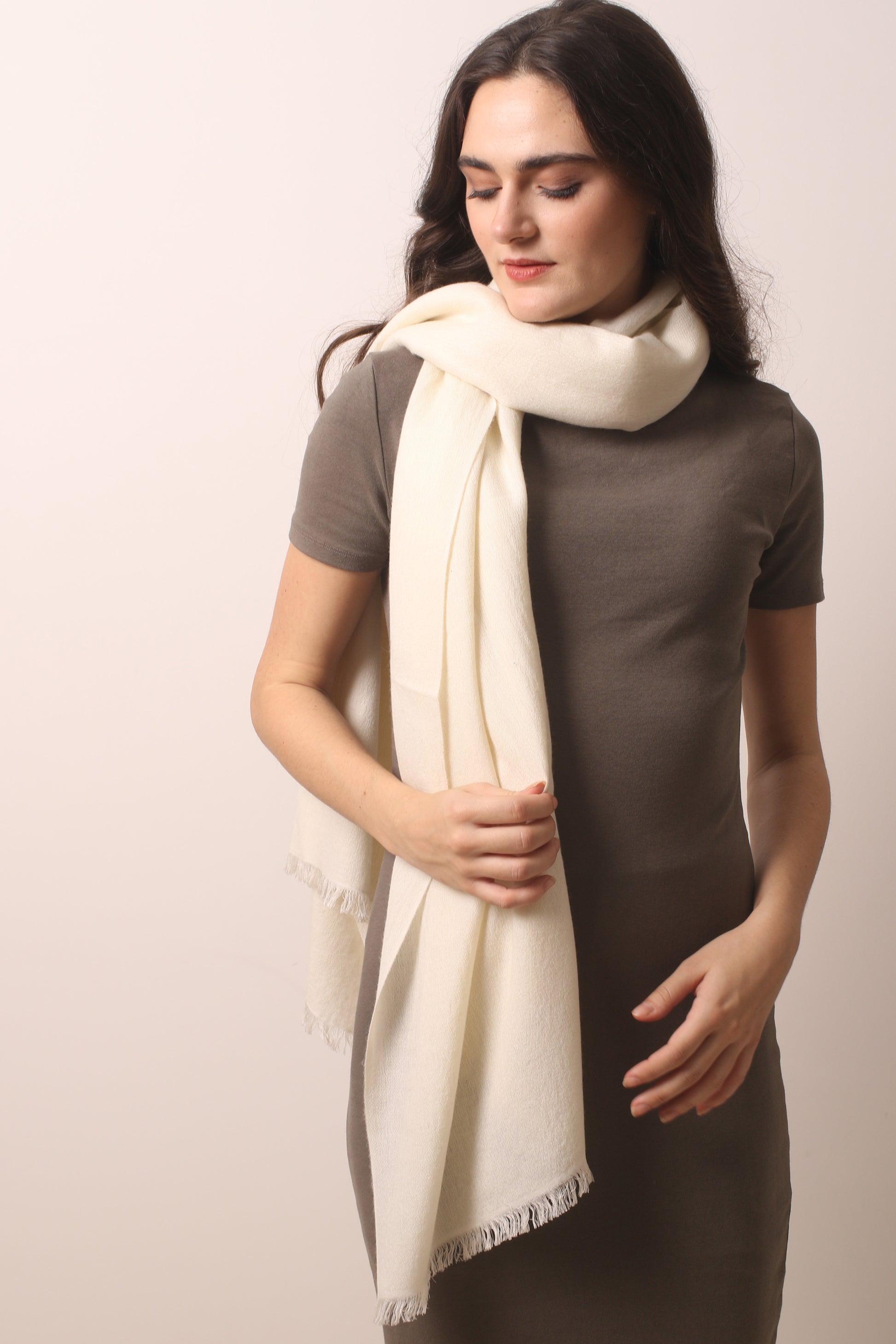 Ivory Felted Cashmere Scarf- Pashma Women's