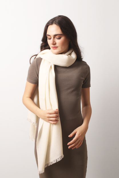 Ivory Felted Cashmere Scarf