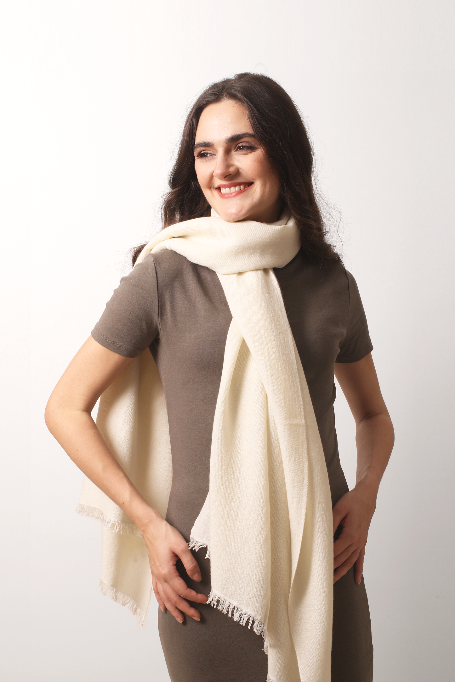 Ivory Felted Cashmere Scarf