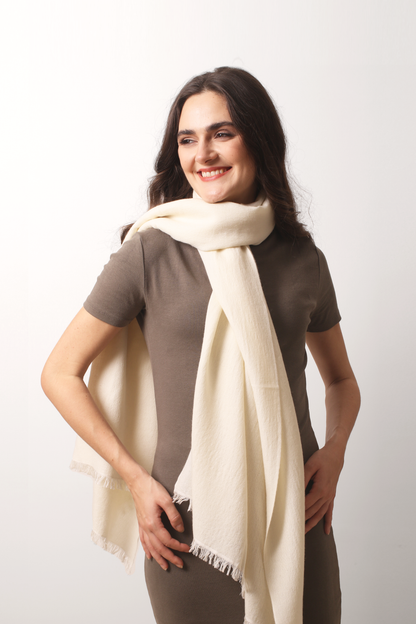 Ivory Felted Cashmere Scarf