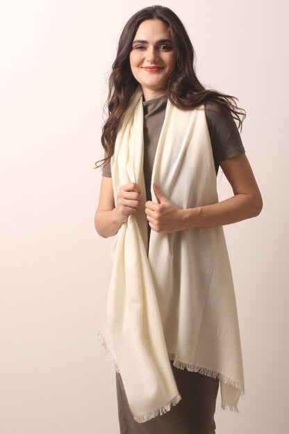 Ivory Felted Cashmere Scarf 3- Pashma Women's
