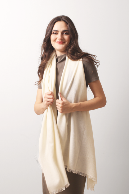 Ivory Felted Cashmere Scarf