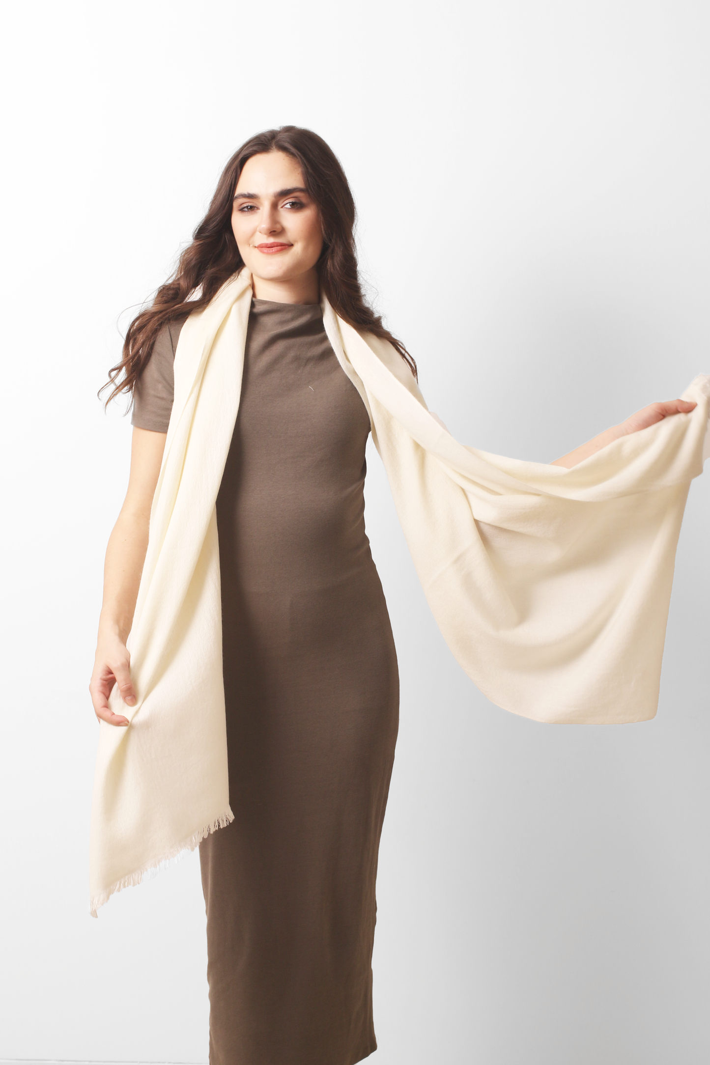 Ivory Felted Cashmere Scarf