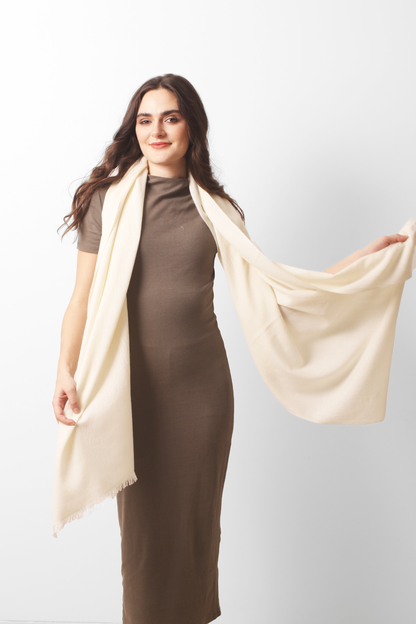 Ivory Felted Cashmere Scarf