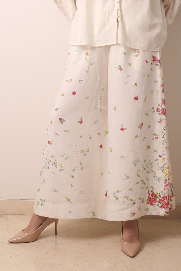 Ivory Garden Floral Linen Pant- Pashma Women's