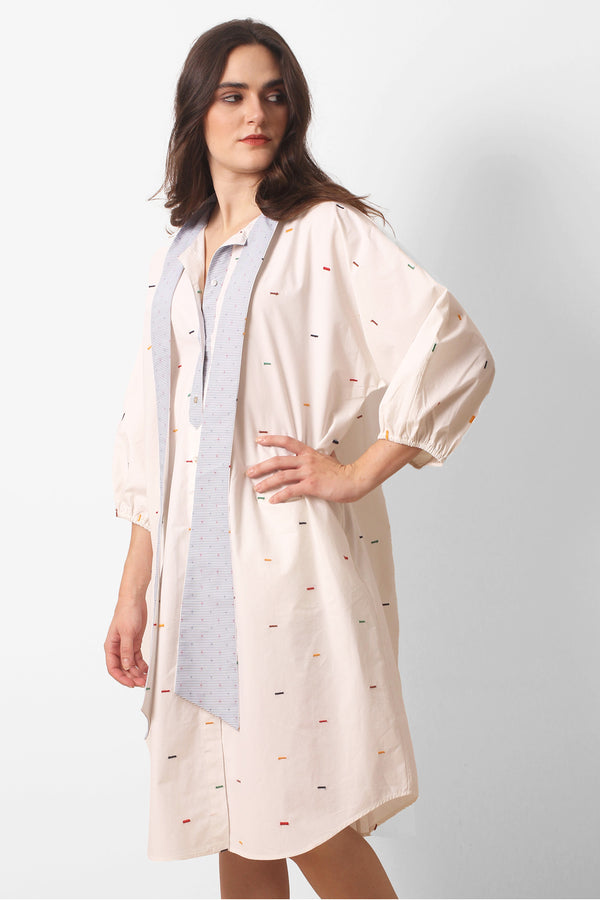 Ivory_Tie_neck_Printed_cotton_Dress_2_-_Pashma_Women_s