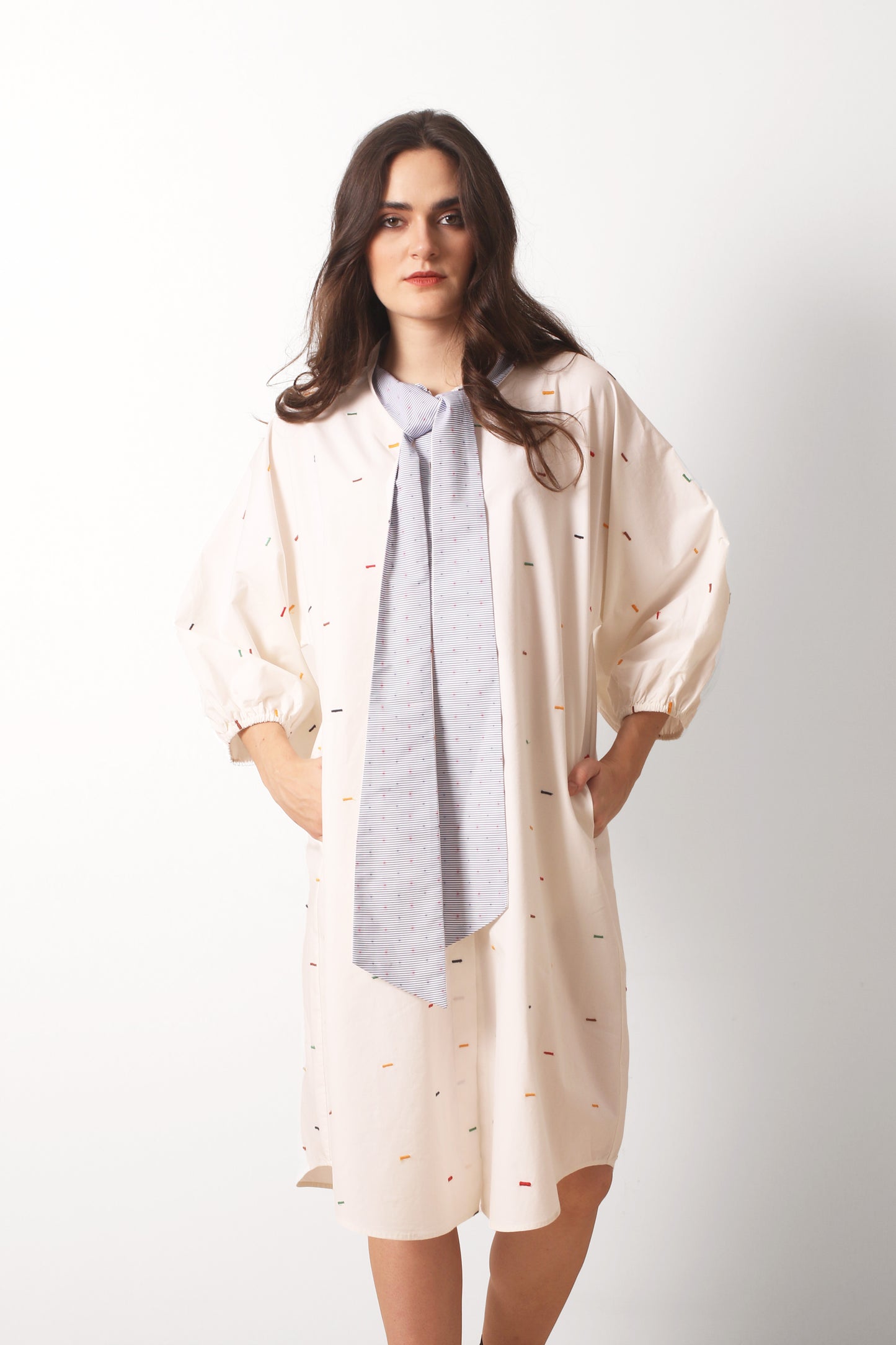 Ivory_Tie_neck_Printed_cotton_Dress_3_-_Pashma_Women_s