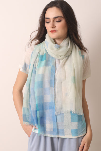 Ivory geometric knitted linen T-shirt 2- Pashma Women's