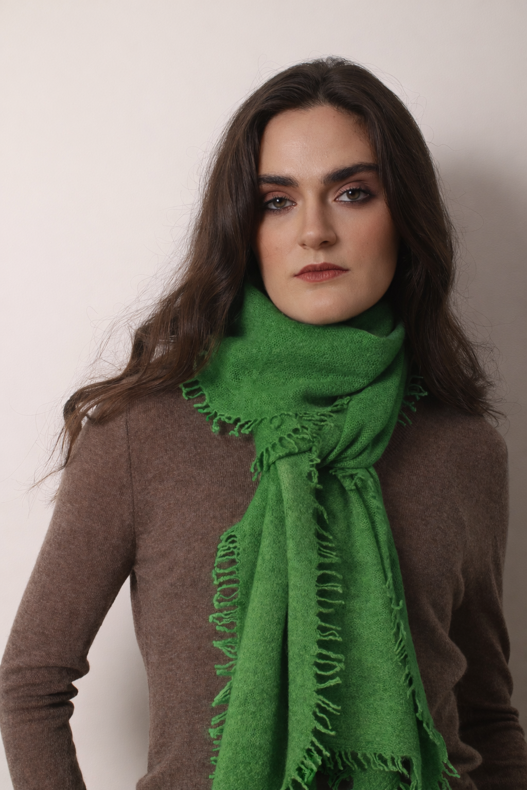 Forest Green Knitted Cashmere Scarf