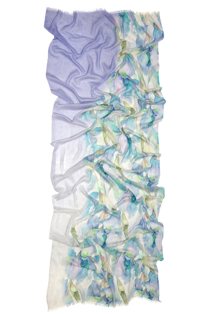Lavender Floral Silk Cashmere Scarf 1- Pashma Women's