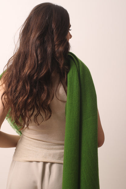 Leaf Green Felted Cashmere Scarf 3- Pashma Women's