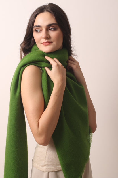 Leaf Green Felted Cashmere Scarf 4- Pashma Women's