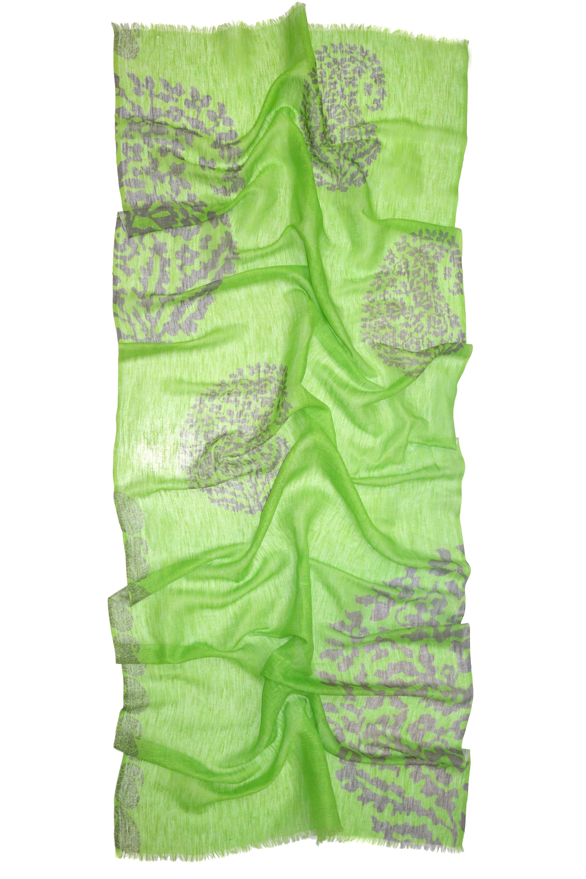 Leaf Green Paisley Scarf 1 - Pashma Women's