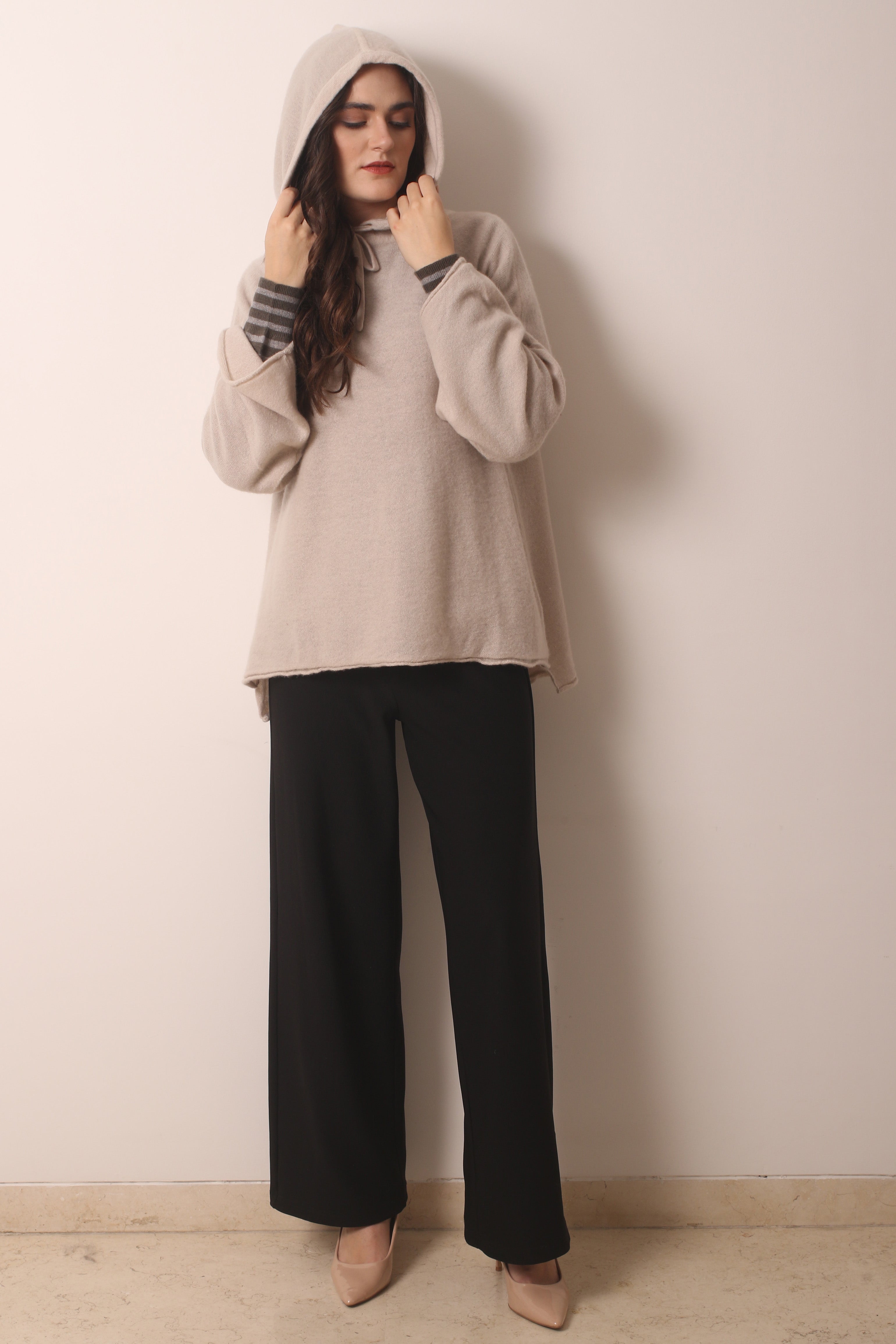 Limestone Cashmere Hoodie 1- Pashma Women's