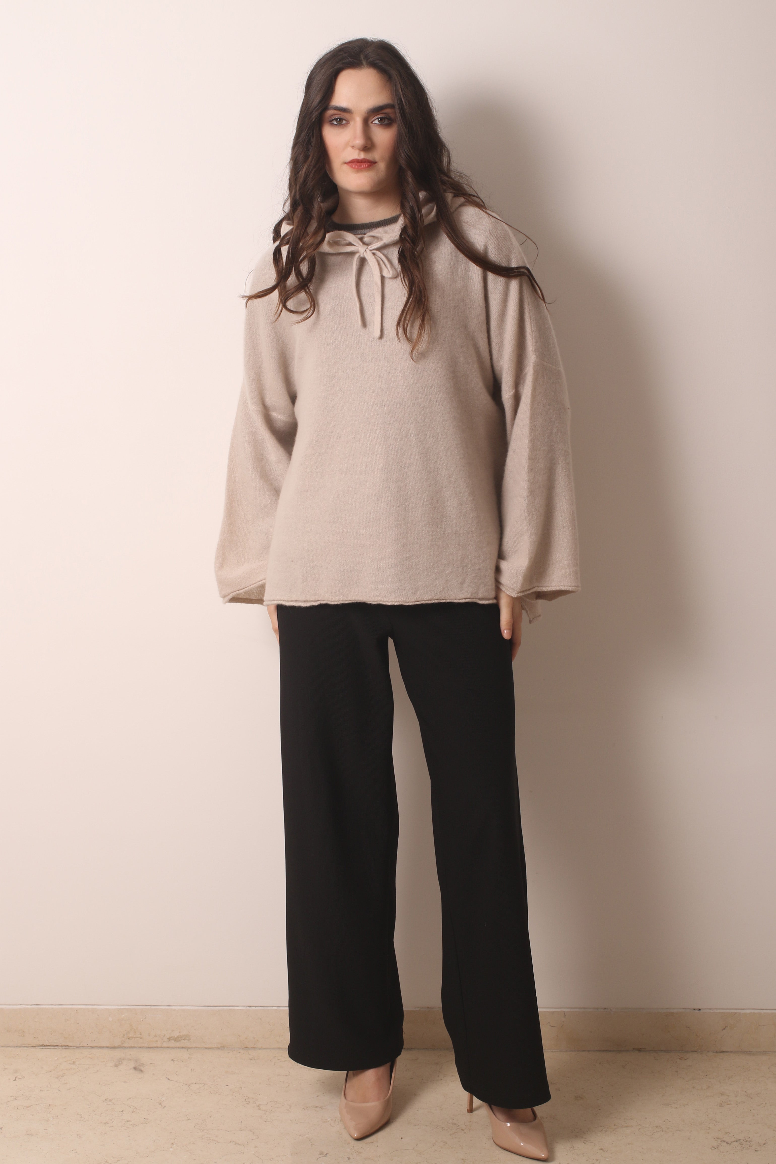 Limestone Cashmere Hoodie 3- Pashma Women's