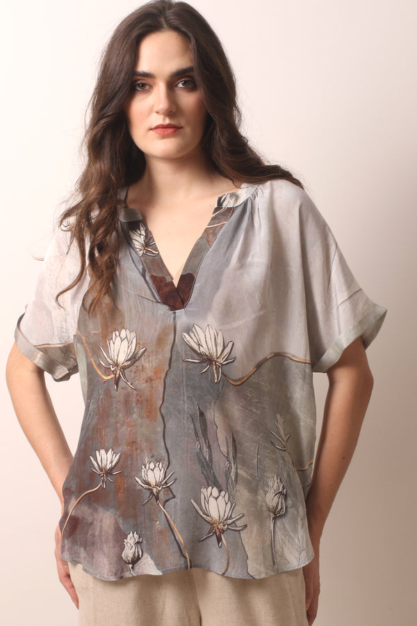 Lotus Mist Printed Top- Pashma Women's