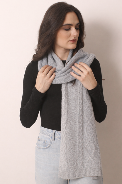 Mélange Cashmere Cable Knit Scarf - Pashma Women's