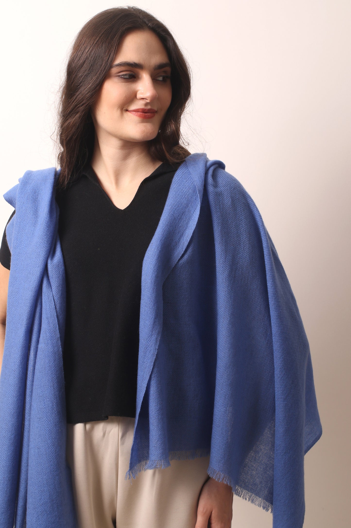 Marlin blue Felted Cashmere Scarf 1- Pashma Women's