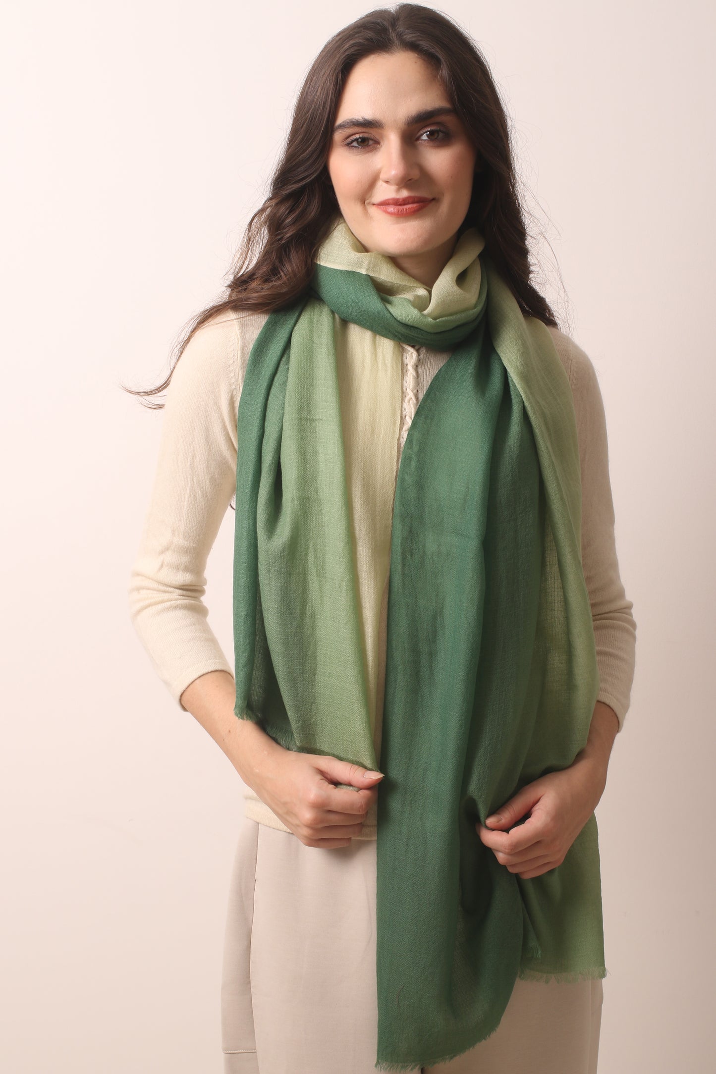 Mint Ombre Diamond Cashmere Scarf 2 - Pashma Women's