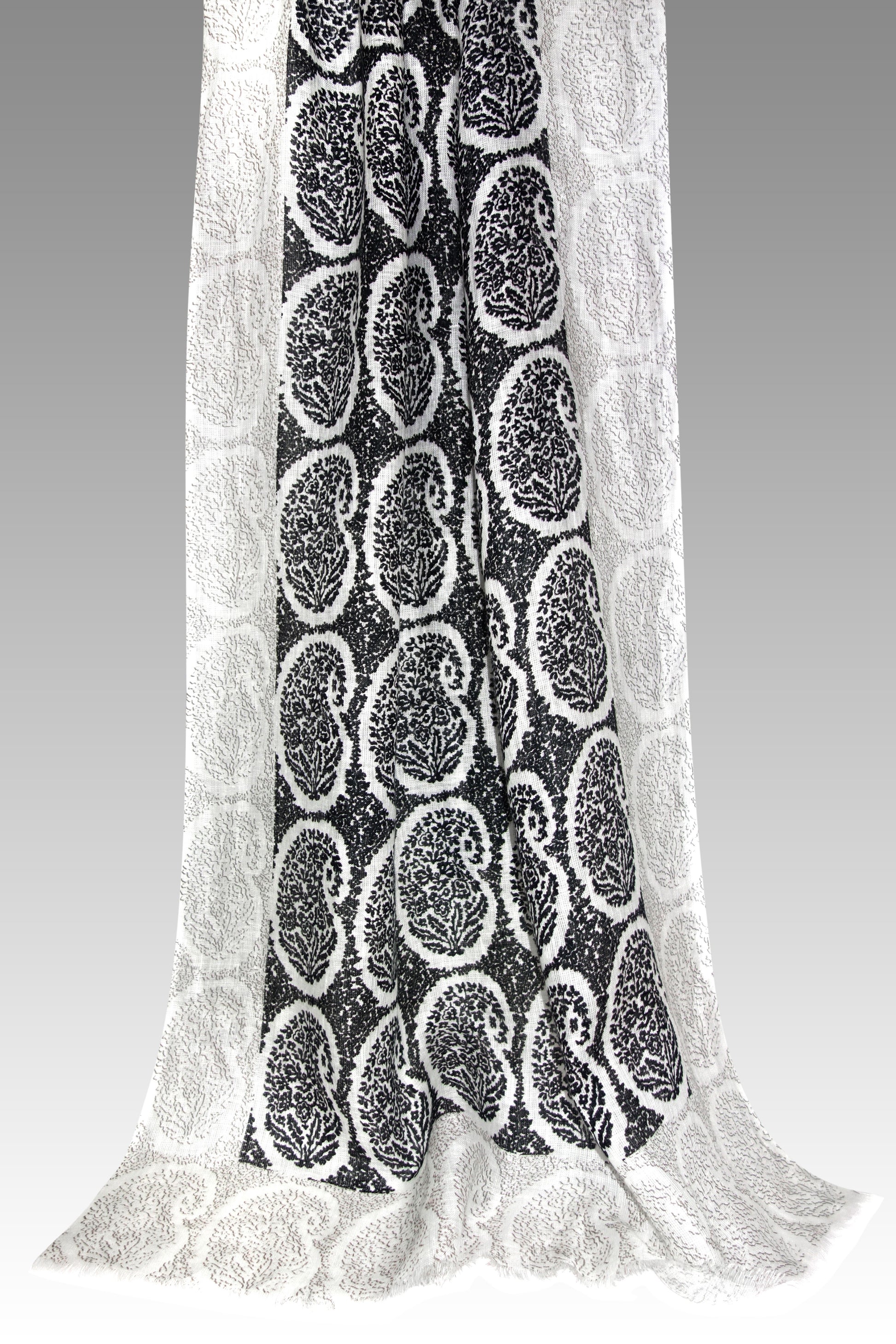 Monochrome Paisley Scarf - Pashma Women's