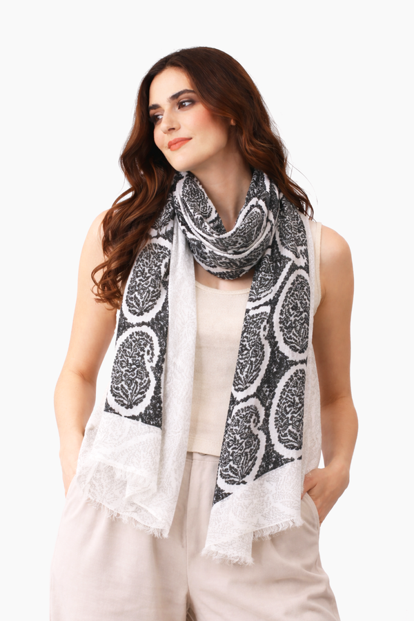 Monochrome Paisley Scarf