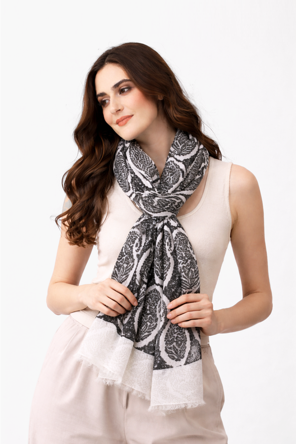 Monochrome Paisley Scarf