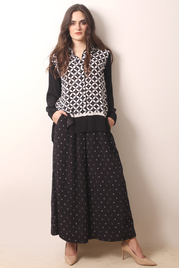 Monochrome Viscose Tabby Co Ord Set- Pashma Women's