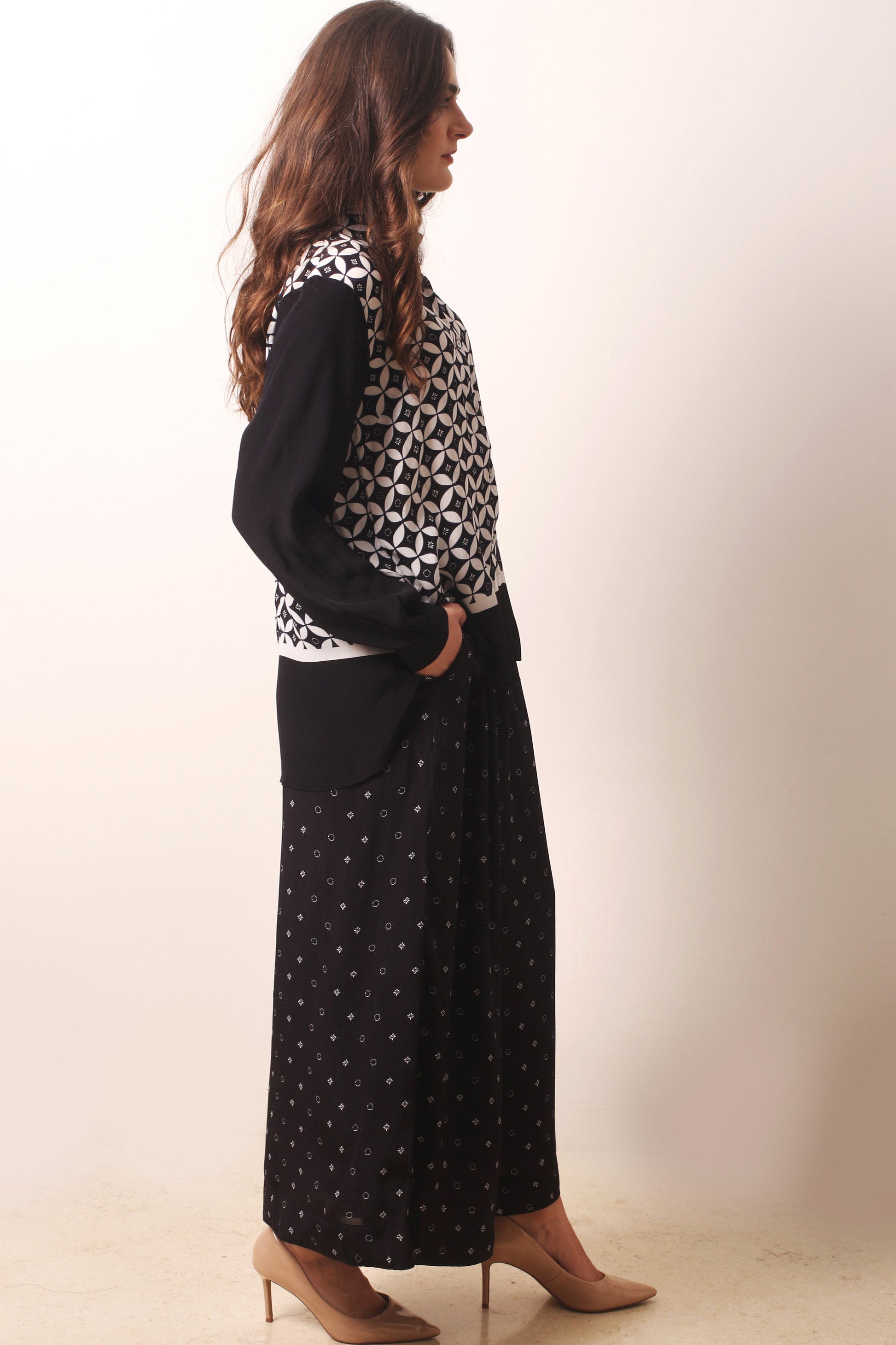 Monochrome Viscose Tabby Co Ord Set 3- Pashma Women's